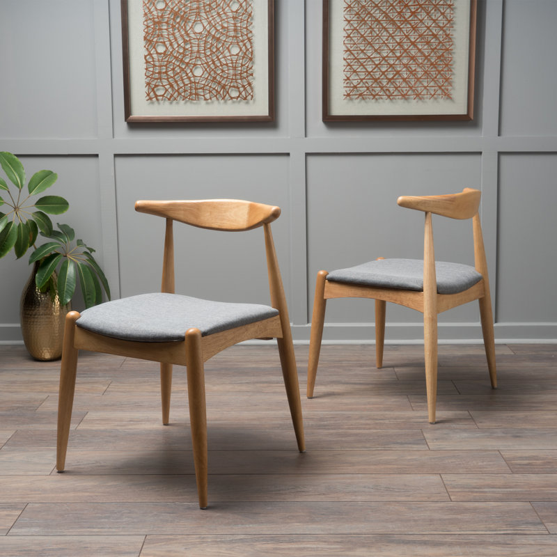 Drumawillin 17.75'' H Upholstered Side Chair, Light Gray, Natural Oak