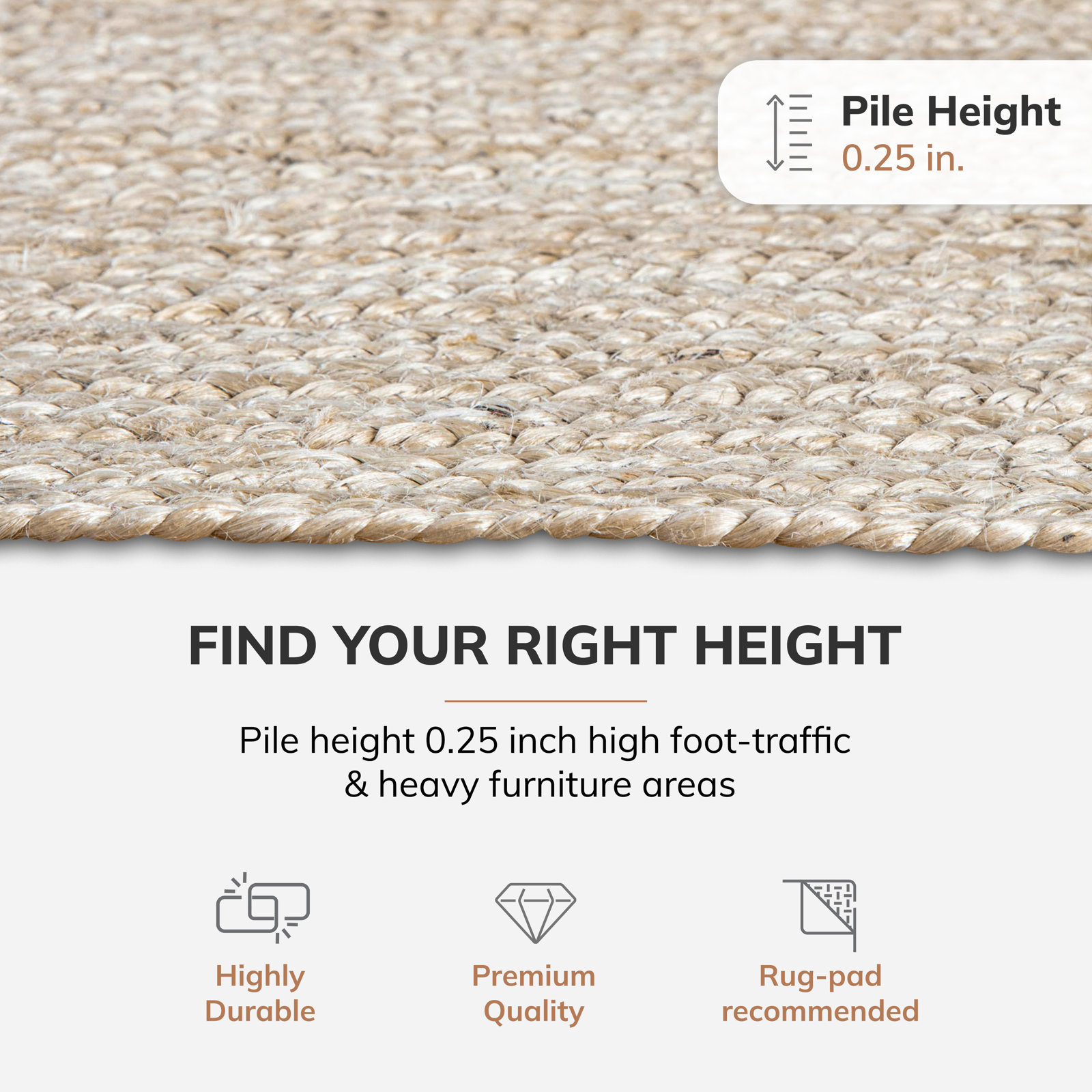 Gage Ivory Hand-Braided Jute Rug, Oval 6' x 9'