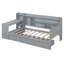 Lit de jour simple en bois avec 3 tiroirs, ports USB et bureau, gris