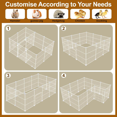 12 Panels Small Animal Playpen,Pet Playpen,C&C Cage For Guinea Pigs,Puppy Play Pen,Bunny Playpen Indoor Outdoor, Portable Metal Wire Yard Fence(White)