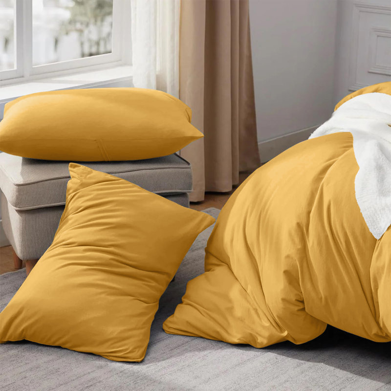 Luxury Microfiber Duvet Cover Set – Soft, Wrinkle-Free, Hotel-Quality Bedding With Pillowcases, Ochre
