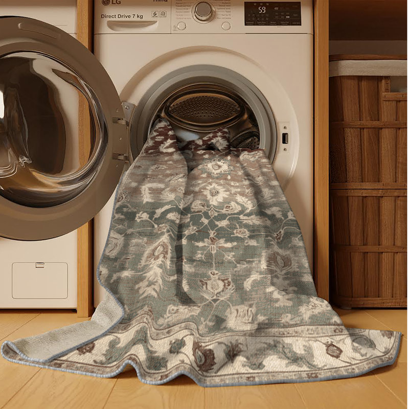 Machine Washable Overdyed Gray Area Rug, Runner 2' x 4'