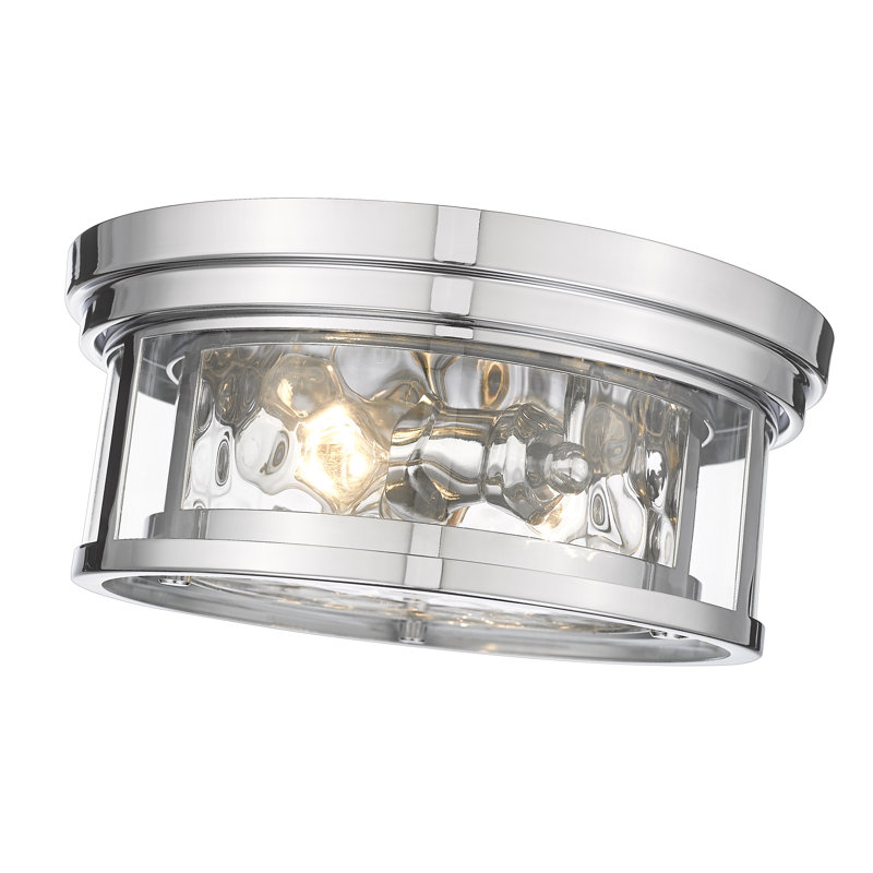 Masuda Glass Flush Mount, Polished Nickel