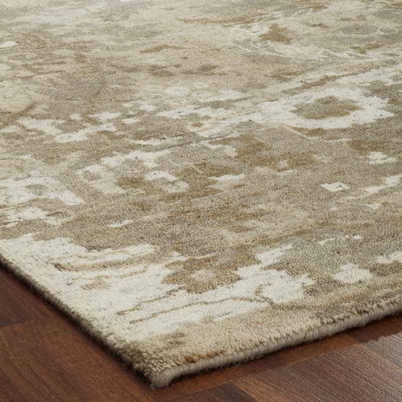 Stilson Hand Knotted Wool Area Rug in Cream, Runner 2'6" x 10'