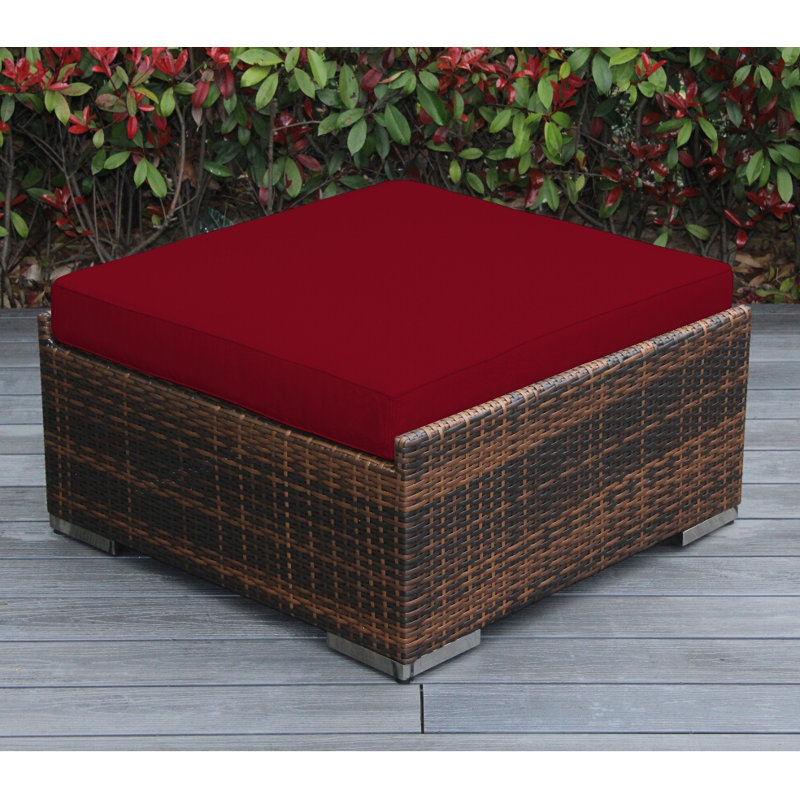 Grand repose-pieds avec coussin Billyjo, Rouge, Mélange de bruns