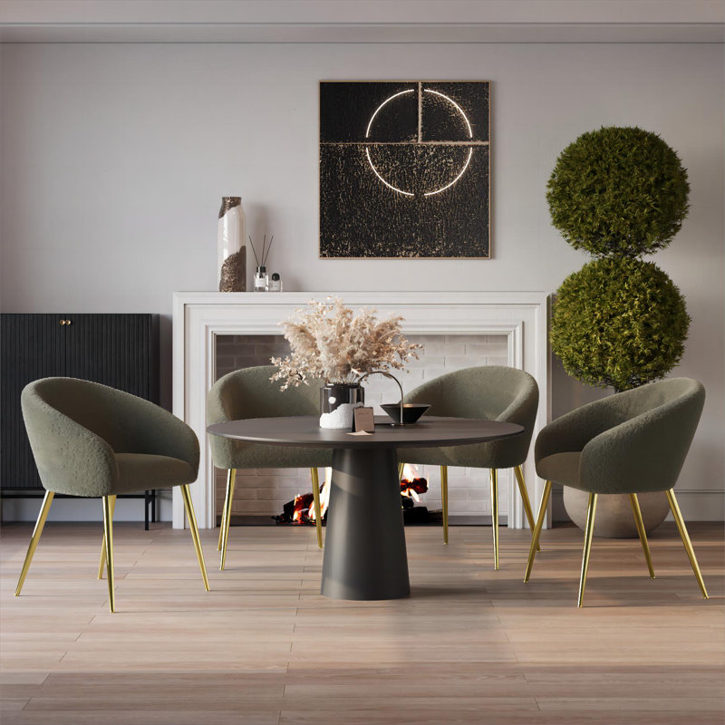 Anatolijus 18'' H Upholstered Armchair, Gold, Green