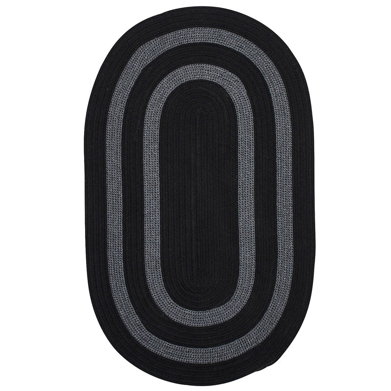 Van Cleef Hand-Woven Black Area Rug, Oval 4' x 6'