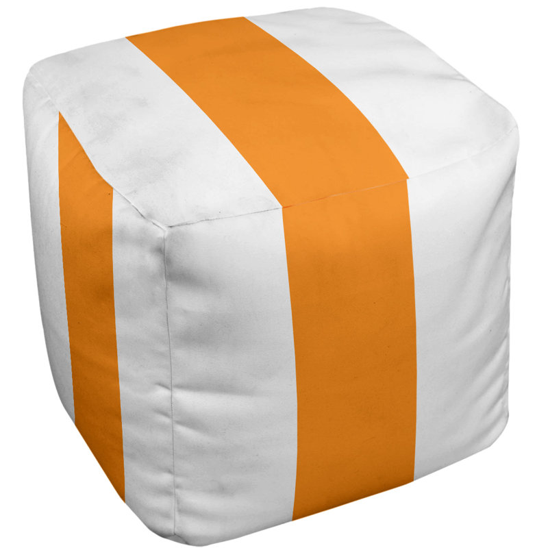 Repose-pieds à cubes à rayures tennessee, Blanc / Orange