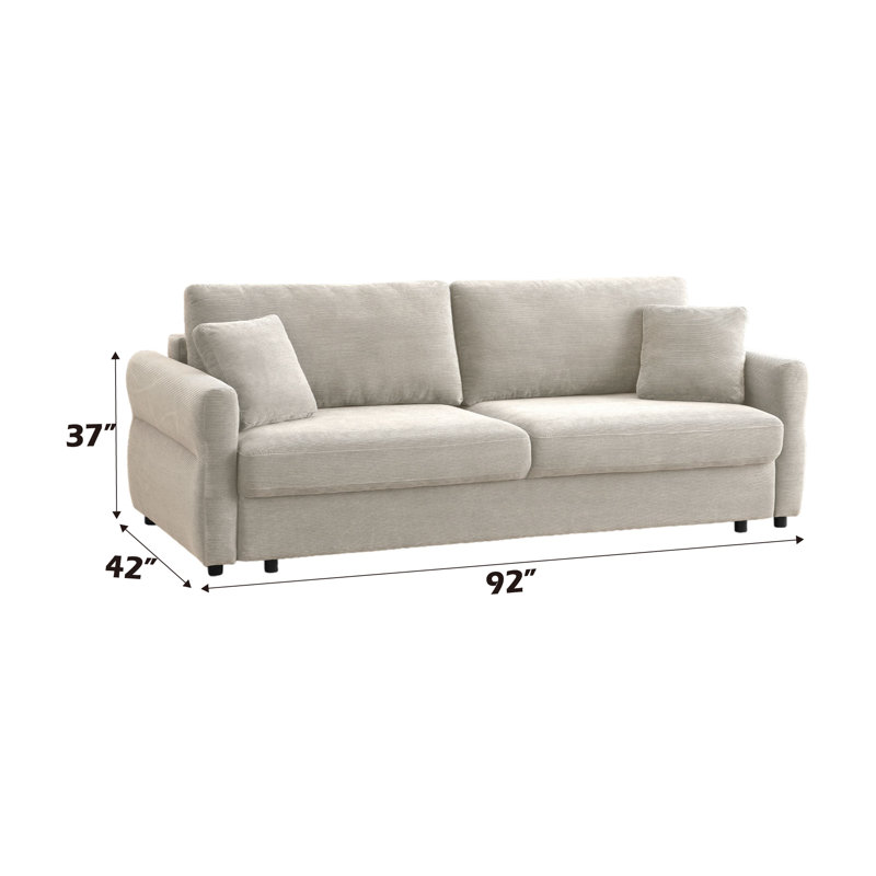 Haran Fabric Pull-out Sleeper with Storage, Beige Fabric