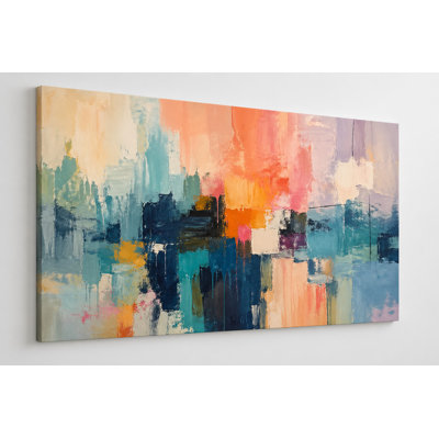 Grande toile murale abstraite colorée de 24 x 36 pouces - reproduction d'art moderne et vibrante pour salon, chambre à coucher, décor de bureau - œuvre d'art contemporain multicolore - prête à être accrochée