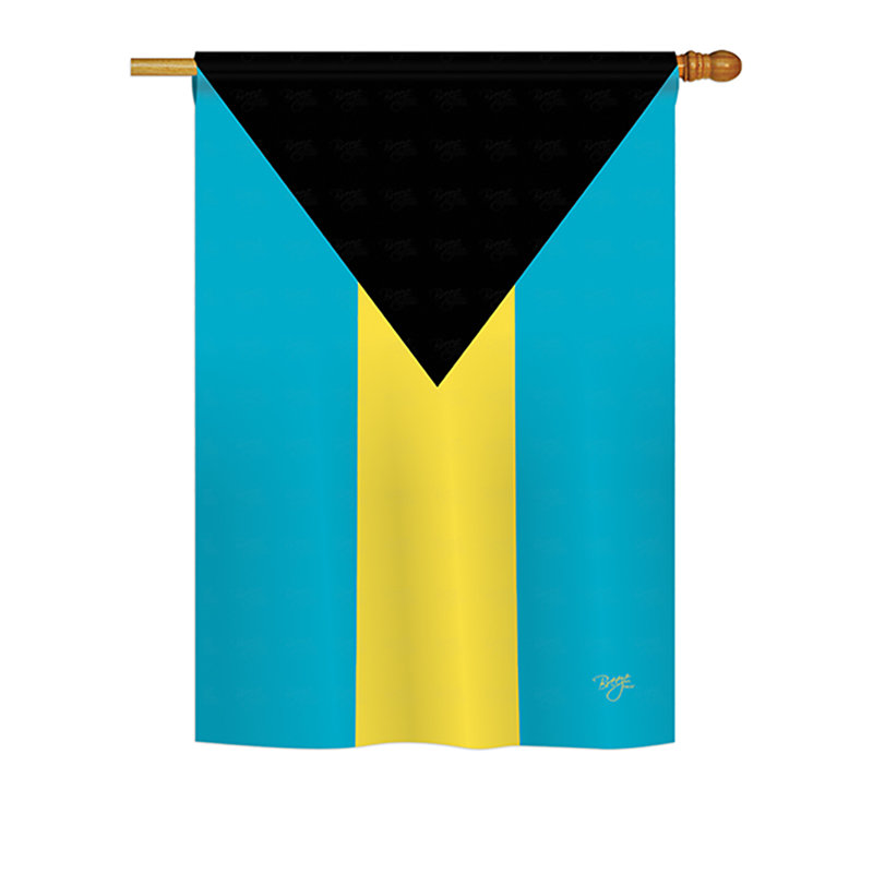 Drapeau de maison en polyester à 2 côtés bahamas, H 18,5 po x l 13 po