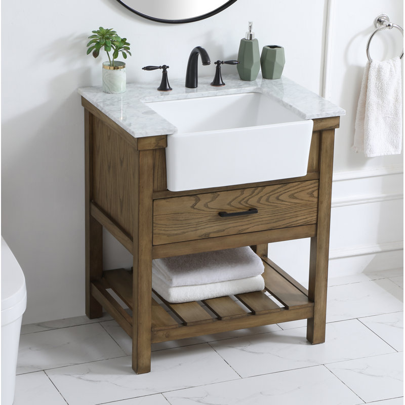 Ensemble de meuble-lavabo simple 30 po Pelaghia, Brun foncé