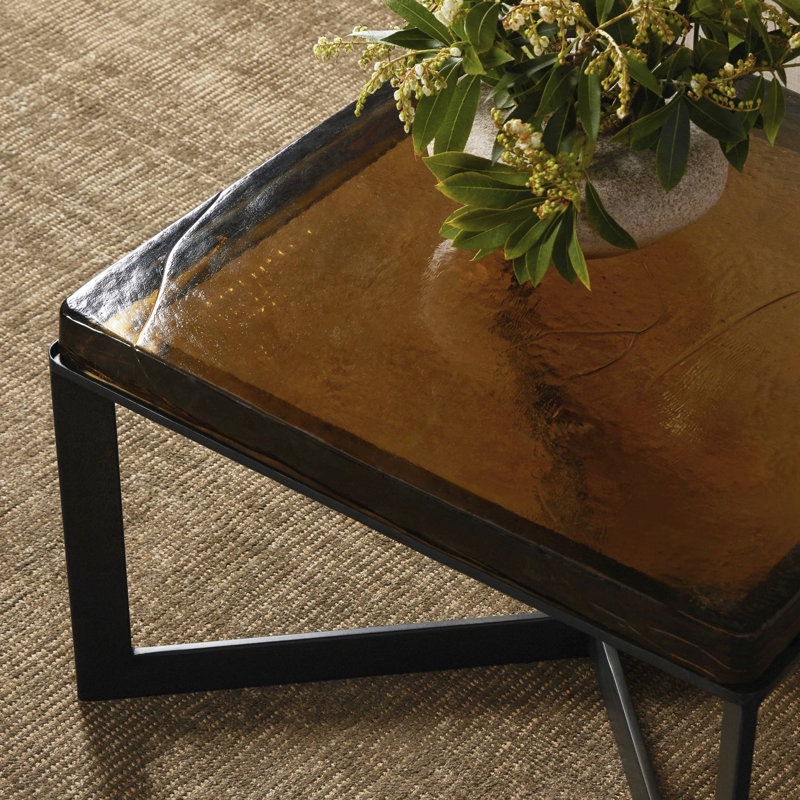 Table basse Angier, Verre coulé ambré