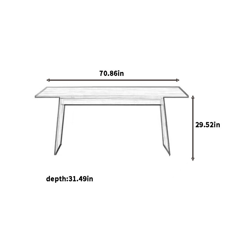 Vintage elm dining table, 29.52"H x 70.86"L x 31.49"W, Brown