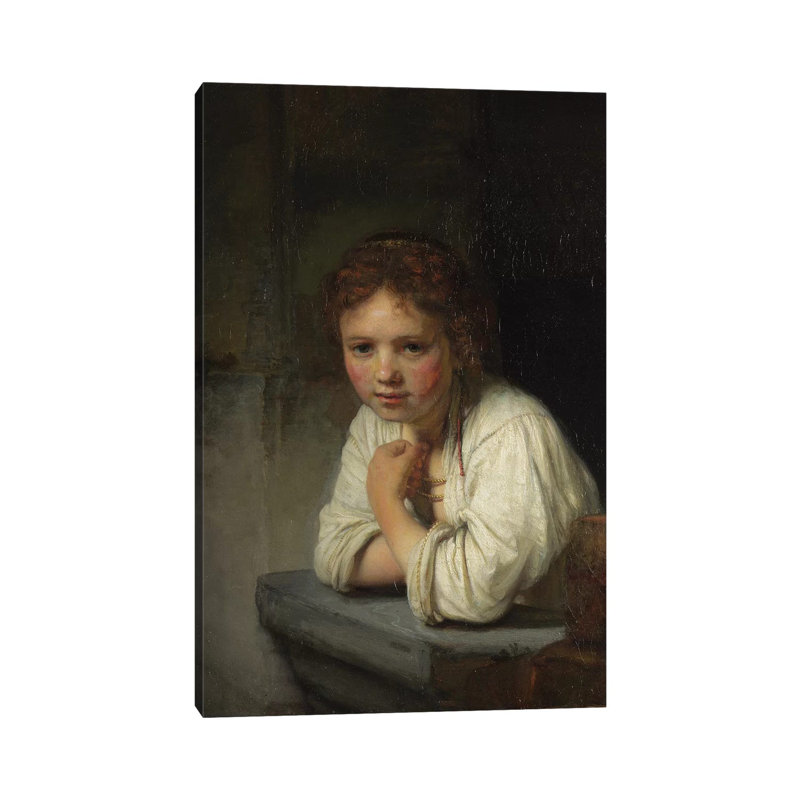 Girl At A Window, 1645 by Rembrandt Van Rijn - Painting on Canvas, 66.04cm H x 45.72cm W x 1.91cm D, Wrapped Canvas