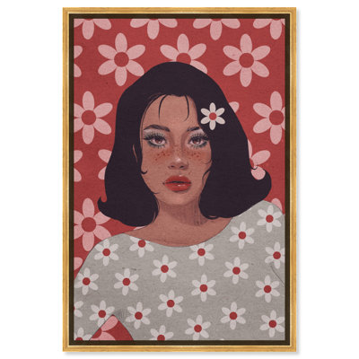 Amelie Retro In Floral Canvas Modern Boho Portrait Art by Art Remedy
