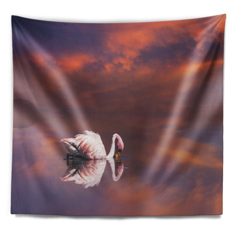 Flamant rose blanc gigantesque pour les tapisseries de lake, H 32 po x l 39 po
