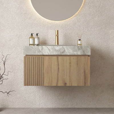 Bathroom Vanity With Sink, Wall-Mounted Bathroom Storage Cabinet With Storage Drawer