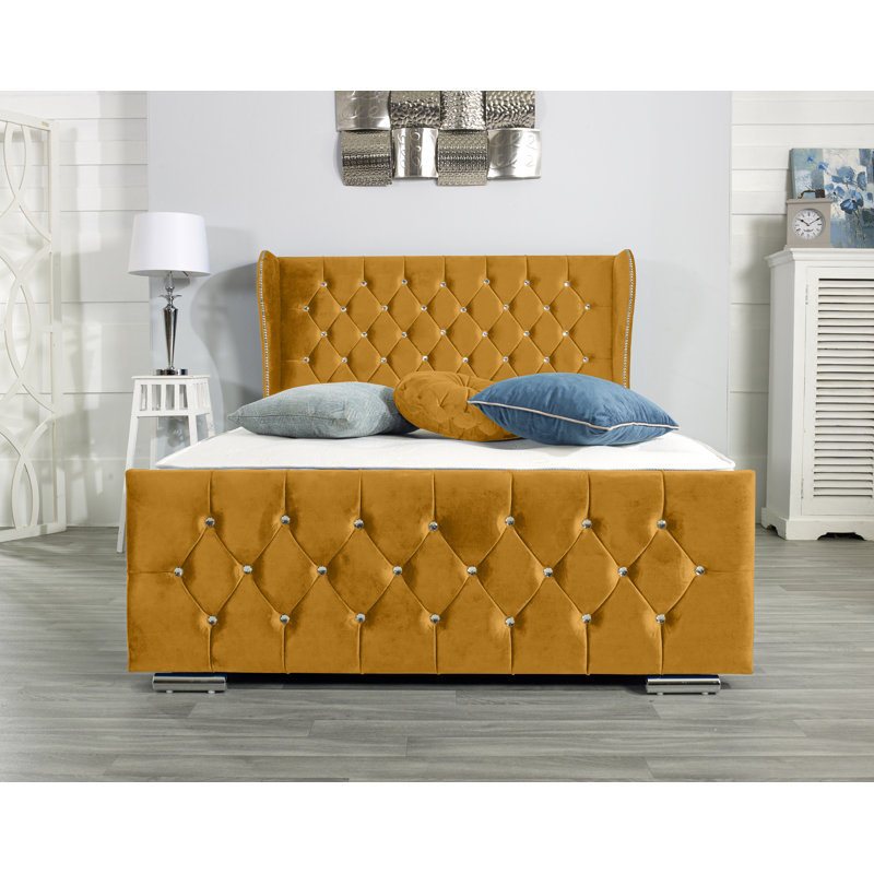 Lamberton Upholstered Bed Frame, Small Double (4'), Mustard