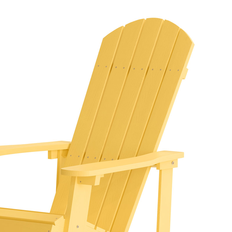 Baltazar Polyresin Wood Indoor/Outdoor Adirondack Rocking Chair, Yellow