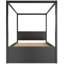 Lit plateforme à baldaquin Queen Size avec lit gigogne simple, 3 tiroirs de rangement, tête de lit, noir-1366562358