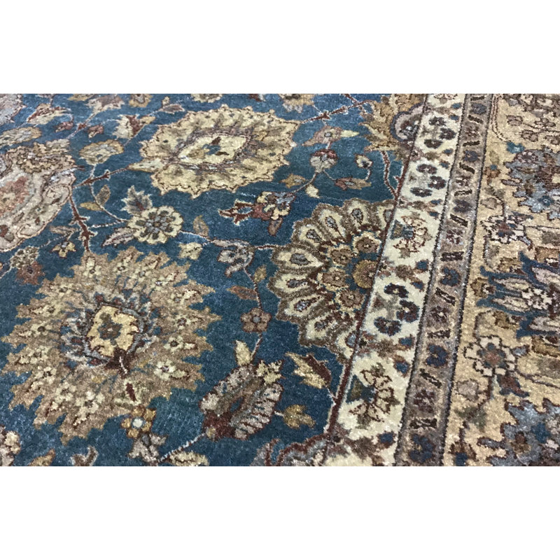 Wool Oriental Area Rug in Blue/Beige