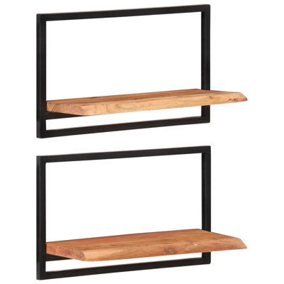 Raekwon 2 Piece Acacia Solid Wood Floating Shelf with Live Edge