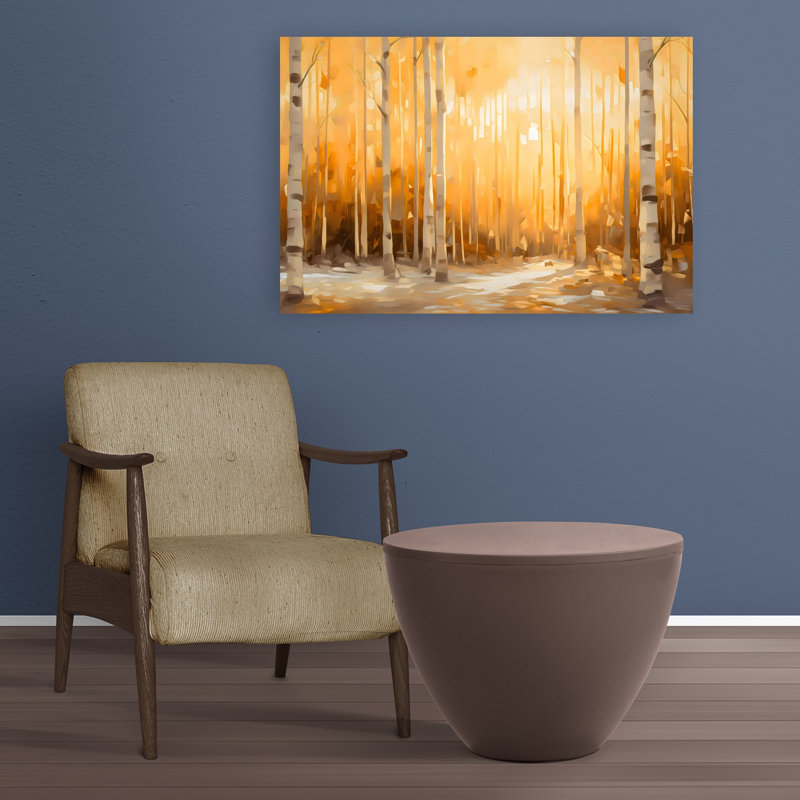 «In the Thick Of It», art mural abstrait contemporain et forêt d'automne