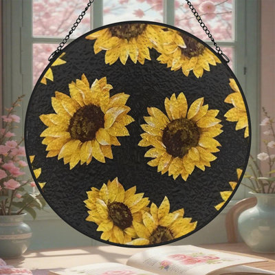  Panneaux de vitrail tournesol Suncatcher pour décor de fenêtre