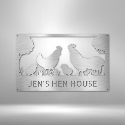 Personalized Hen House Monogram Steel Sign Steel Art Wall Metal Decor