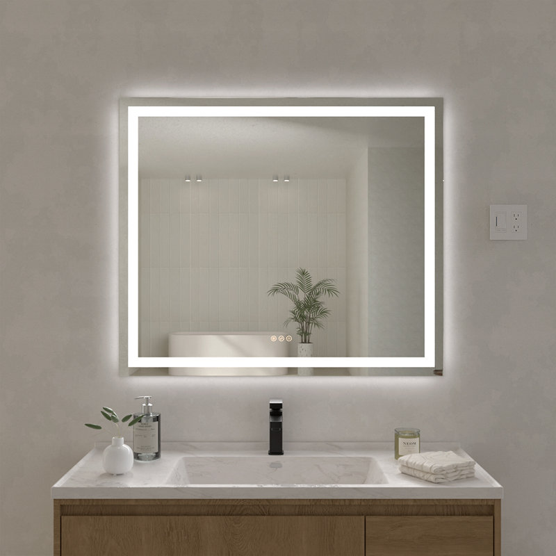 Swarm 42 in. W x 36 in. H Rectangular Frameless LED Wall Bathroom Vanity Mirror, 36" x 42"