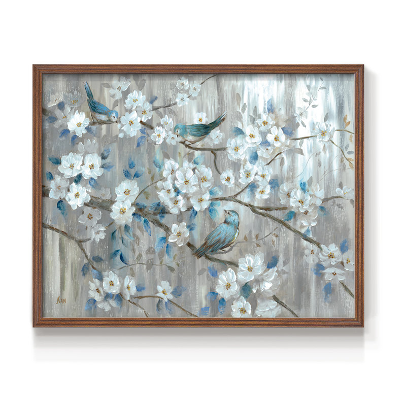 Bleu sarcelle - Reproduction encadrée - Restickable, H 22 po x l 28 po, Noyer