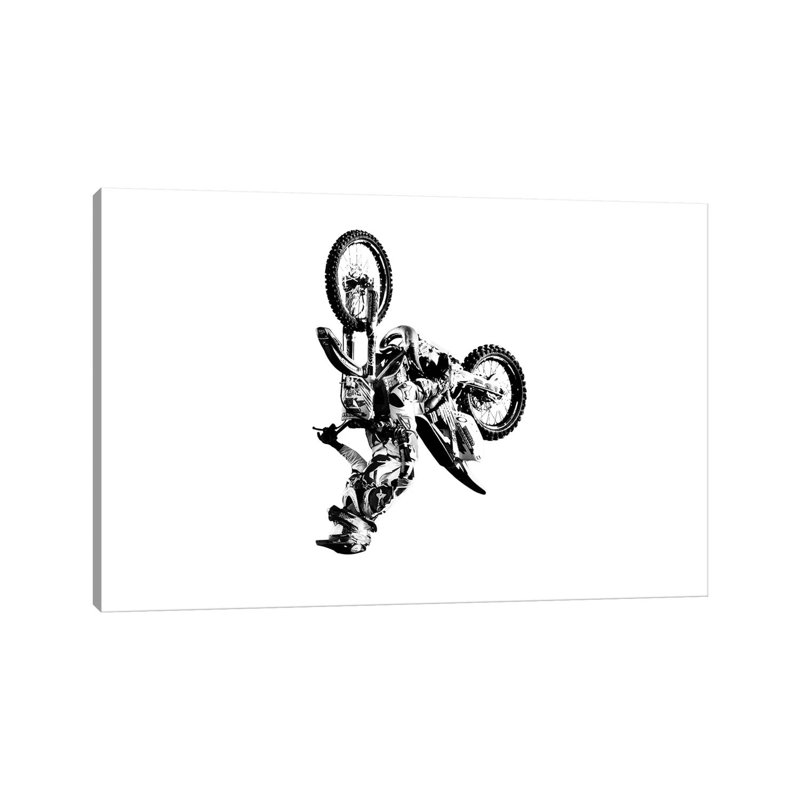 Motocross Flip White - Print on Canvas, 30.48 cm H x 45.72 cm W, Wrapped Canvas