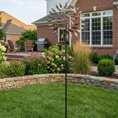 Large Outdoor Metal Wind Spinner, Kinetic Garden Sculpture Art Decor for Patio, Lawn, Yard, and Garden Decoration