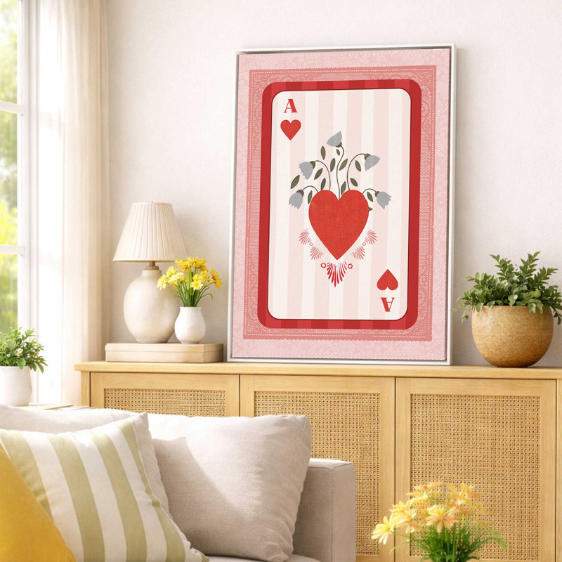 Ace floral, Blanc opaque, Impression dans un cadre flottant sans passe-parto, H 18,75 po x l 12,75 po