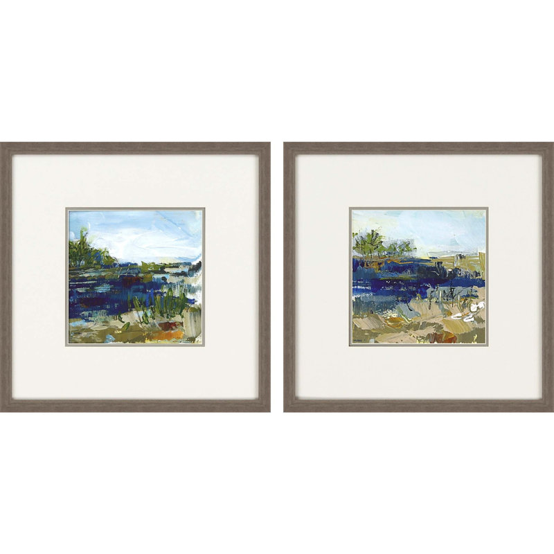 Ensemble de deux encadrés d'art encadré brun