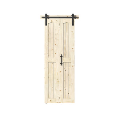 Portes de grange pliées en bois massif 84 po 84 po avec quincaillerie d'installation