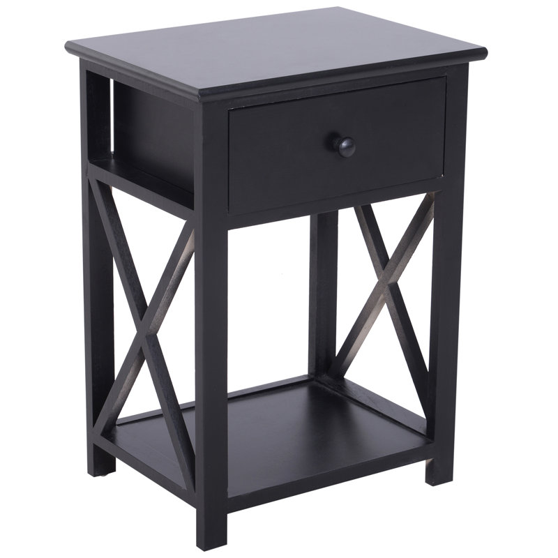 Dane End Table with Storage, Black