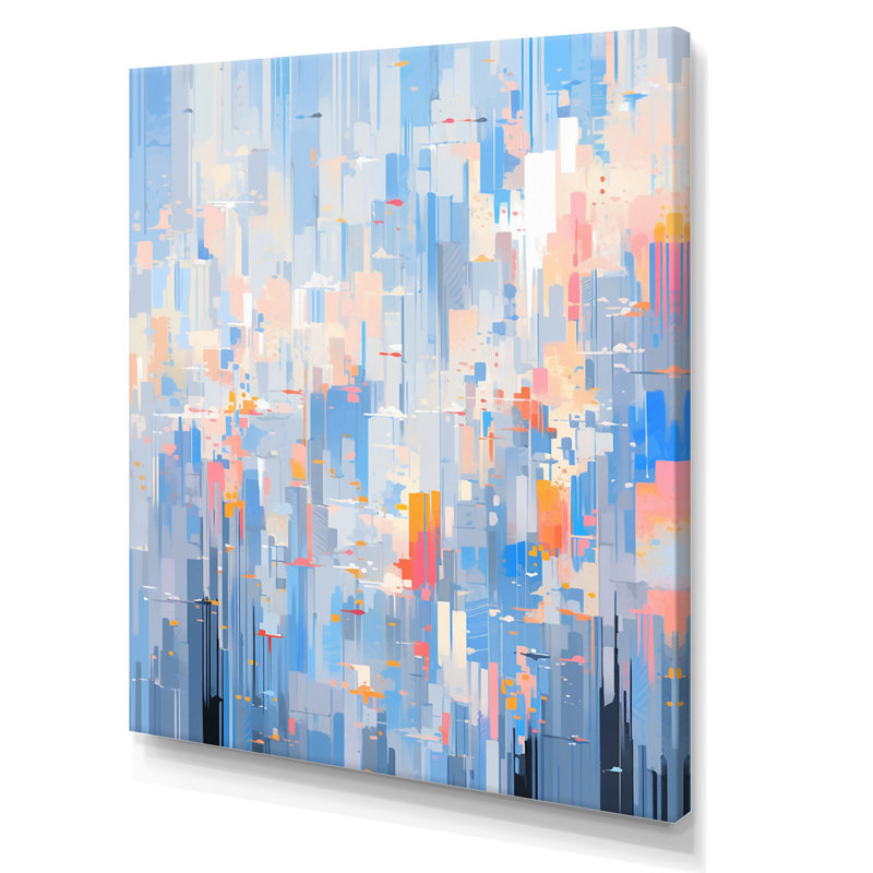 "Blue Pink Interlocking Perspectives", reproduction d'art sur toile, Toile tendue, H 20 po x l 12 po x P 1 po
