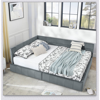 Storage Upholstered Tufted Bed Frame, Sofa Bed Frame With Comfortable Backrest And Armrests,Bed For Bedroom, Living Room,Velvet