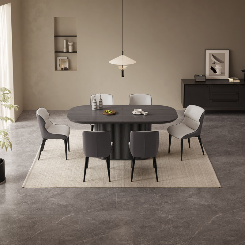 Ensemble de table de salle à manger 70 po avec 6 chaises pour la cuisine, le bar et le salon, 7 pièces (1 table, 6 chaises)