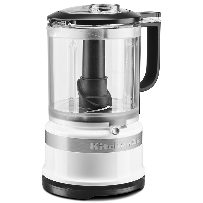 Hachoir 5 tasses KitchenAid avec lame polyvalente et accessoire fouet, blanc, Blanc