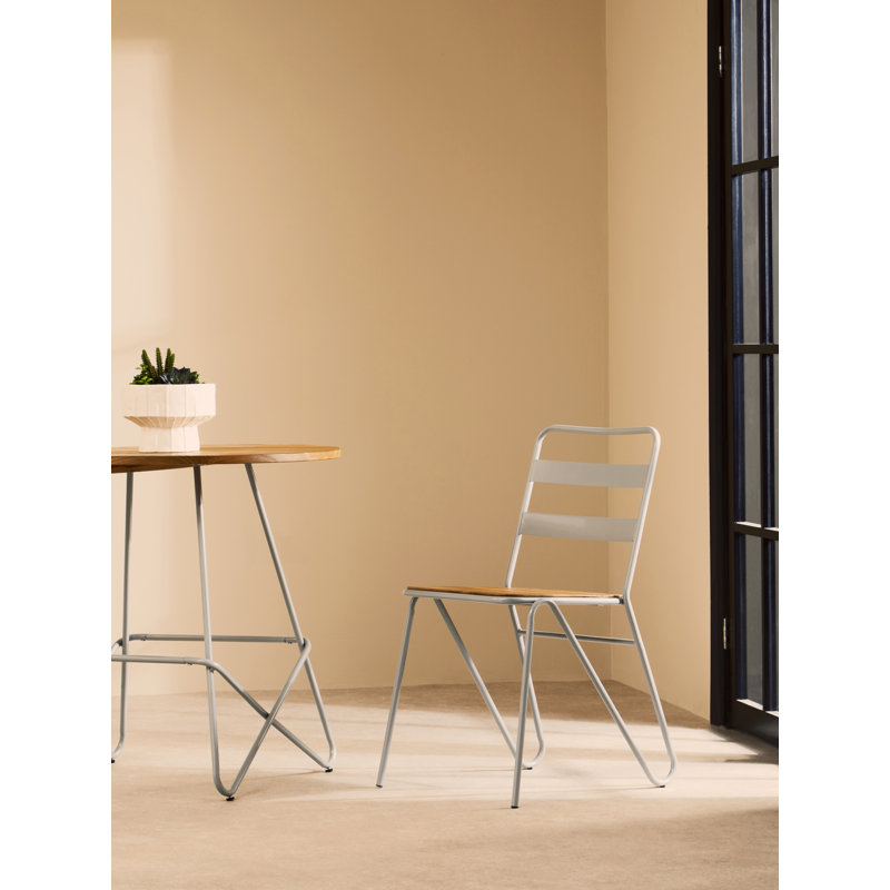 Swanage 45.5cm H Metal Ladder Back Side Chair, Grey