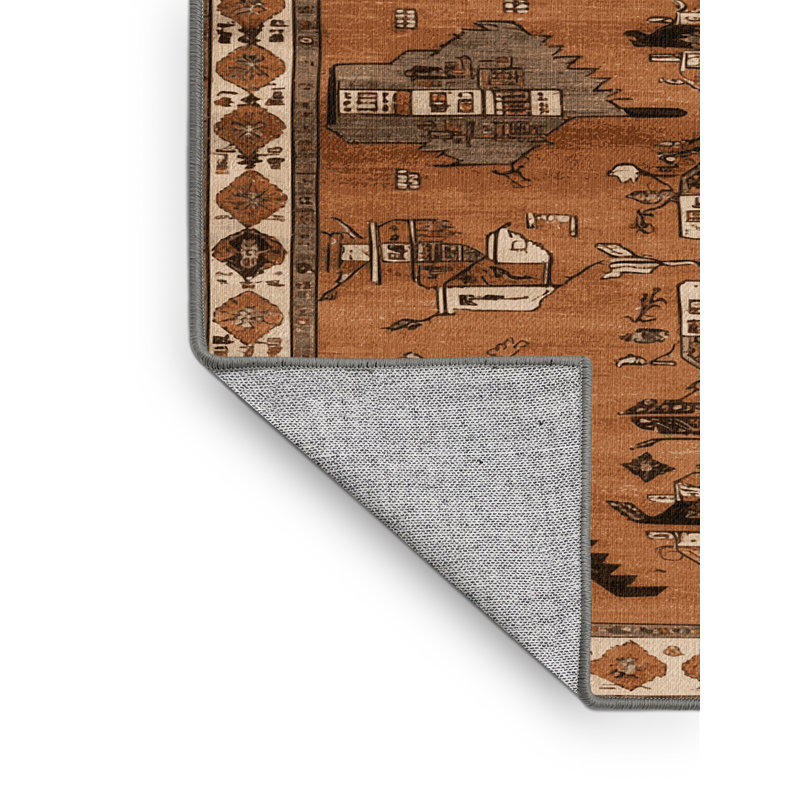 Machine Washable Turkish Brown Area Rug, Square 7'