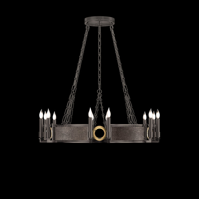 Lustre rond l 35,75 po Mirage, Galet / laiton / acier de minuit