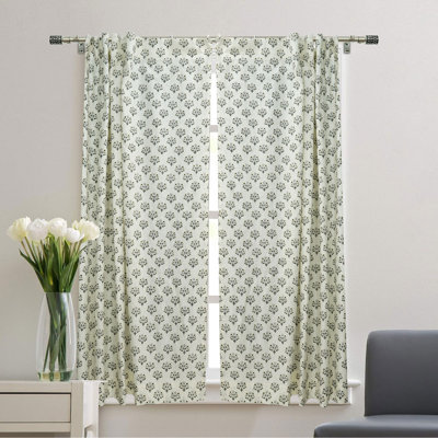 Rideaux en lin gris et gris à imprimé à la main pour le salon, la chambre à coucher et la fenêtre