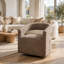 Chaise d'appoint pivotante Hill, dossier demi-tonneau, rembourrage en mousse Rocky Road Brown Boucle-129099767