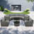 Brusnice 9-pieces Outdoor Half-moon Wicker Patio Sofa Set With 1 Nesting Coffee Table And Tempered Glass Top