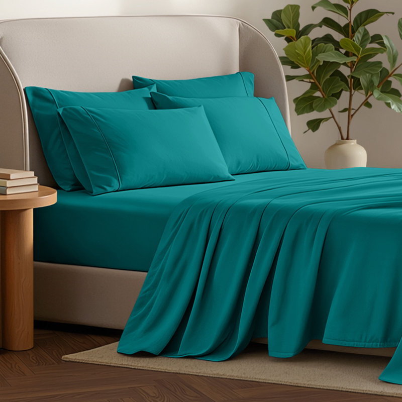 Microfiber Sheet Set with Bonus Pillowcase Set, Emerald, Full