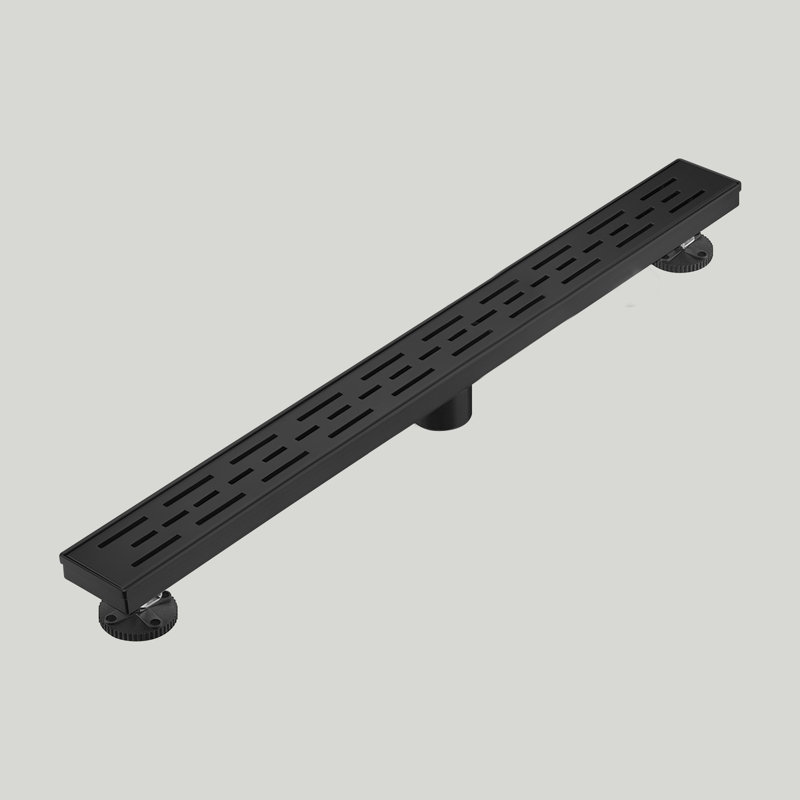 30" Linear Shower Drain With Bar Pattern Grate, Matte Black